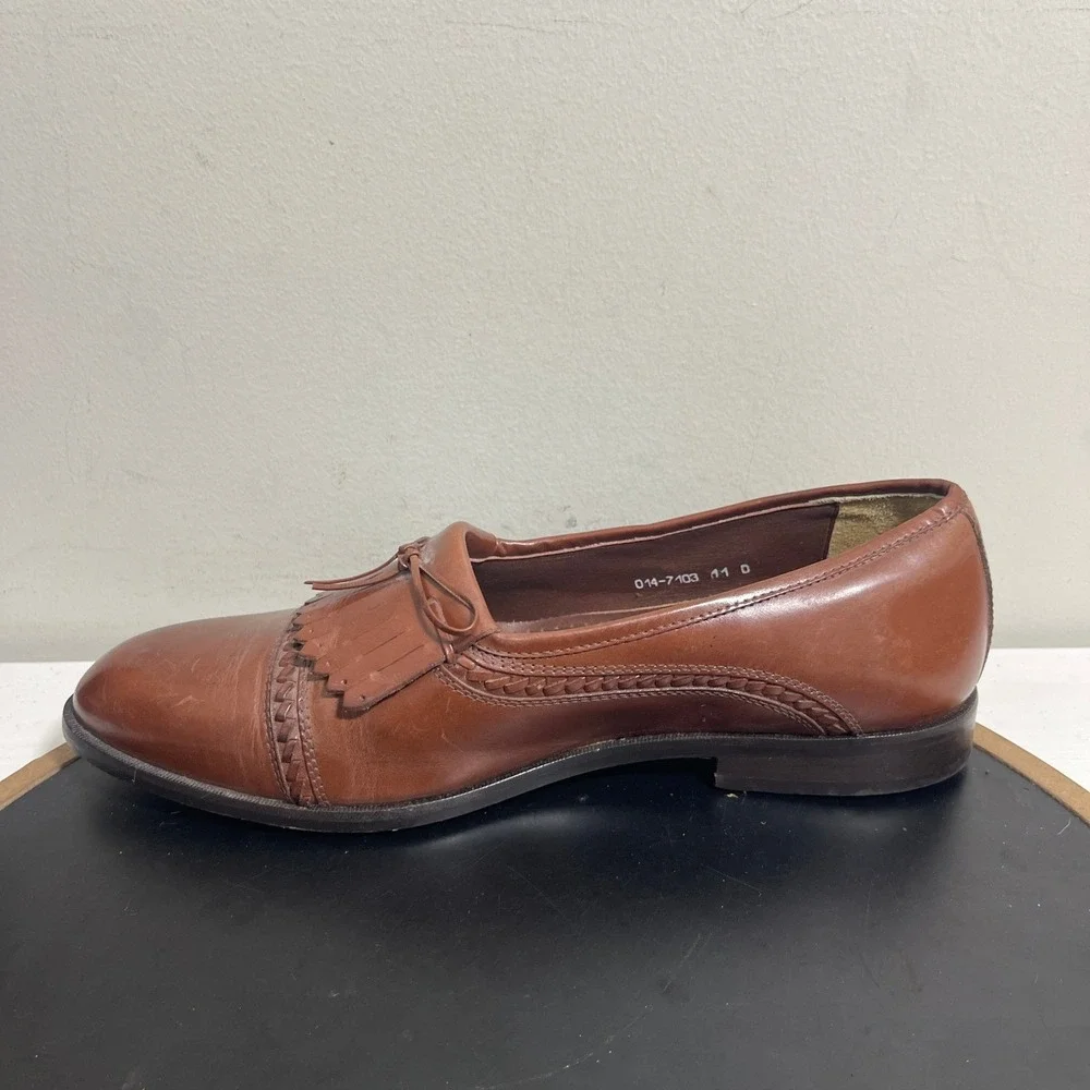 Giorgio Brutini Loafers Men 11 Brown Leather Kiltie Tassel‎ Slip-On Dress Shoes